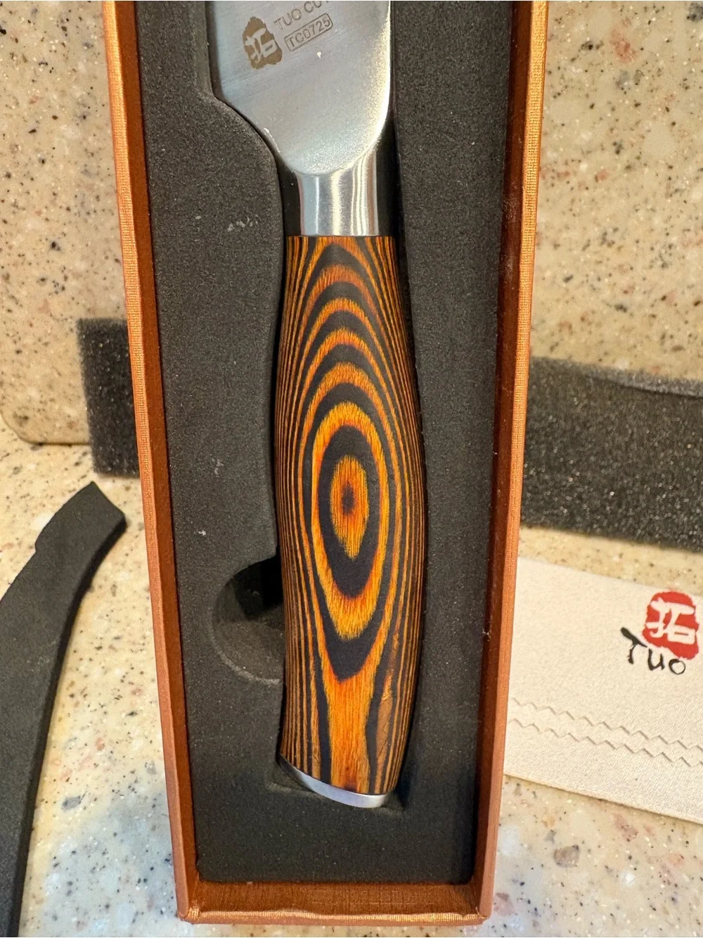 TUO 5.5” Cheese and Tomato Knife with a Perforated Blade and Pakkawood Handle